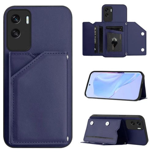 Funda para Teléfono Honor X50I/90 Lite con 4 Ranuras para Tarjetas y Correa para Muñeca (Azul)