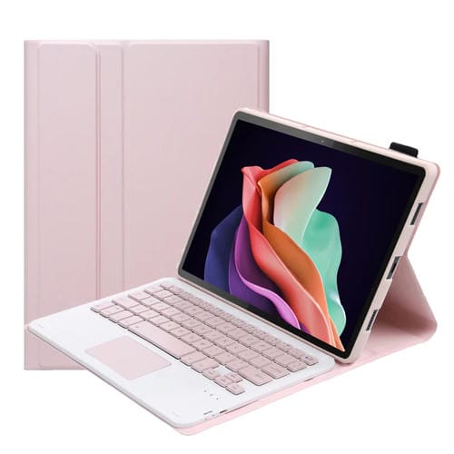 Funda de Cuero para Tableta Huawei Matepad Se 10.4 Ah13-A con Teclado Bluetooth Desmontable y Panel Táctil (Rosa y Blanco)