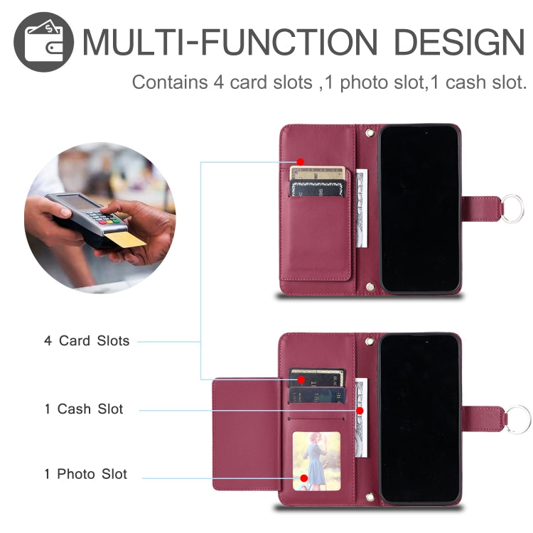 Funda de Cuero Sony Xperia 1 IV con Forma de Rombo y Hebilla de Anillo (Roja)