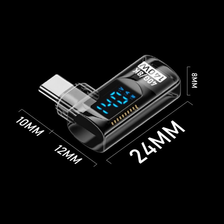 Adaptador de Carga Inteligente con Pantalla Digital Curva Lateral Macho Tipo C a Hembra Tipo C (Negro Claro)