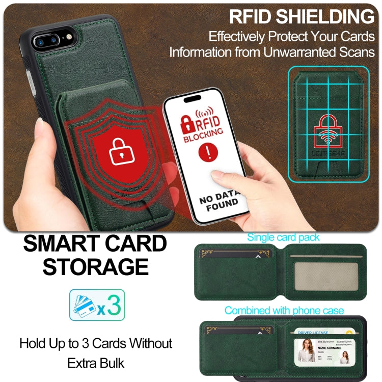 Estuche para Teléfono Lc.Imeeke L3 Series con Funda Tarjeta Rfid Desmontable Magsafe para iPhone 16E (Verde)