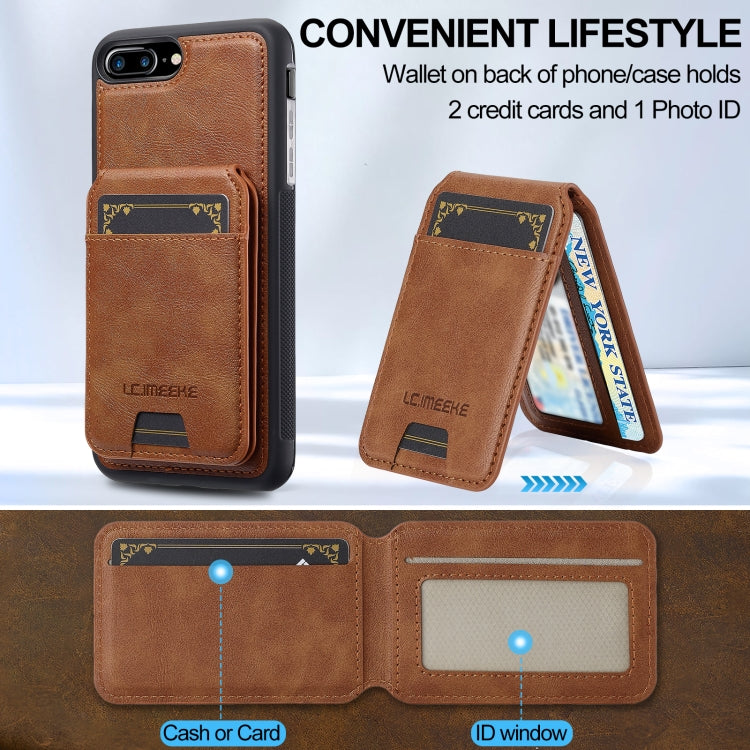 Estuche para Teléfono Lc.Imeeke Serie L3 Funda Rfid Desmontable Magsafe iPhone 8 Plus/7 Plus (Marrón)