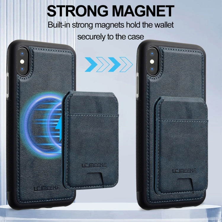 Estuche para Teléfono Lc.Imeeke Serie L3 para iPhone Xs/X con Funda para Tarjeta Rfid Desmontable Magsafe (Azul)