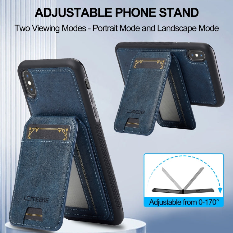 Estuche para Teléfono Lc.Imeeke Serie L3 para iPhone Xs/X con Funda para Tarjeta Rfid Desmontable Magsafe (Azul)