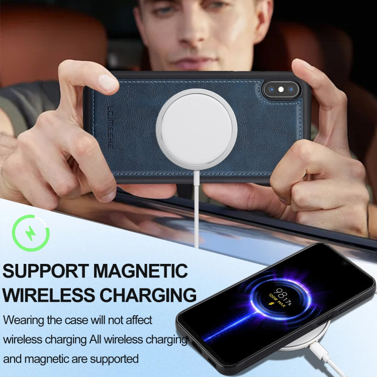 Estuche para Teléfono Lc.Imeeke Serie L3 para iPhone Xs/X con Funda para Tarjeta Rfid Desmontable Magsafe (Azul)