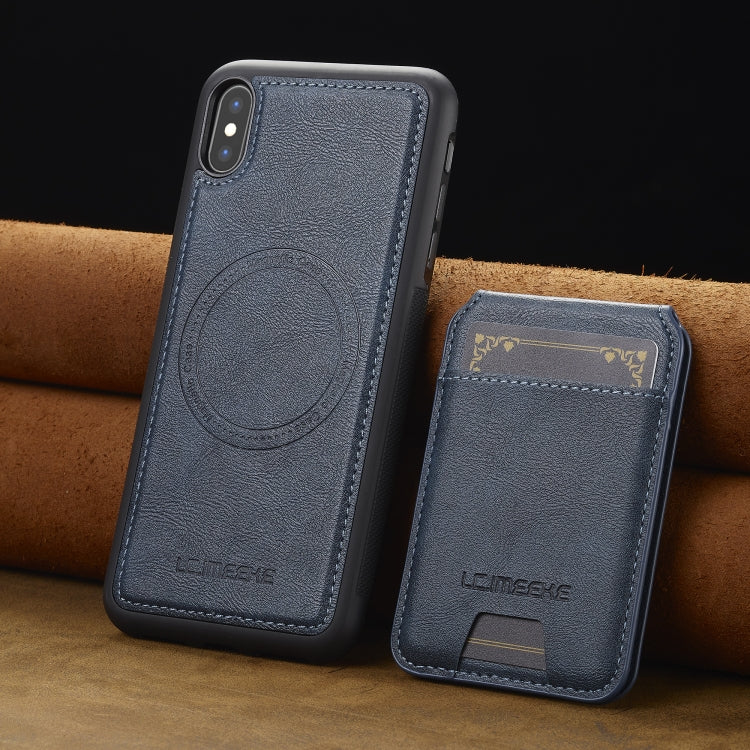 Estuche para Teléfono Lc.Imeeke L3 Series Funda Tarjeta Rfid Desmontable Magsafe iPhone Xs Max (Azul)