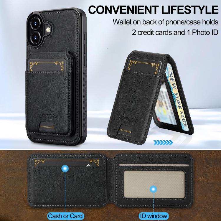 Funda para iPhone 17 LC.IMEEKE L3 con tarjetero RFID desmontable y Magsafe (negra)