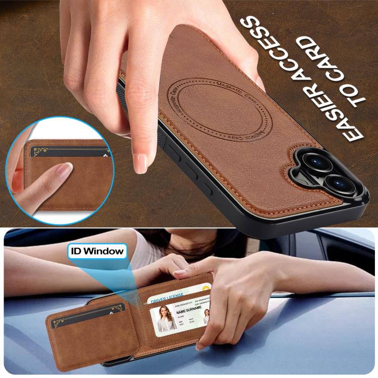 Funda para iPhone 17 LC.IMEEKE L3 con tarjetero RFID desmontable y Magsafe (marrón)