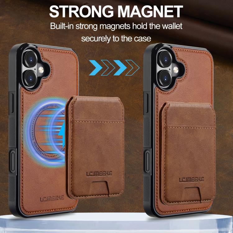 Funda para iPhone 17 LC.IMEEKE L3 con tarjetero RFID desmontable y Magsafe (marrón)