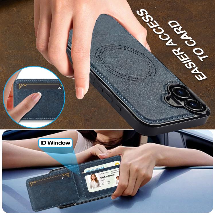 Funda para iPhone 17 LC.IMEEKE L3 con tarjetero RFID desmontable y Magsafe (azul)