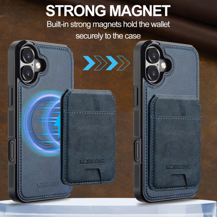 Funda para iPhone 17 LC.IMEEKE L3 con tarjetero RFID desmontable y Magsafe (azul)