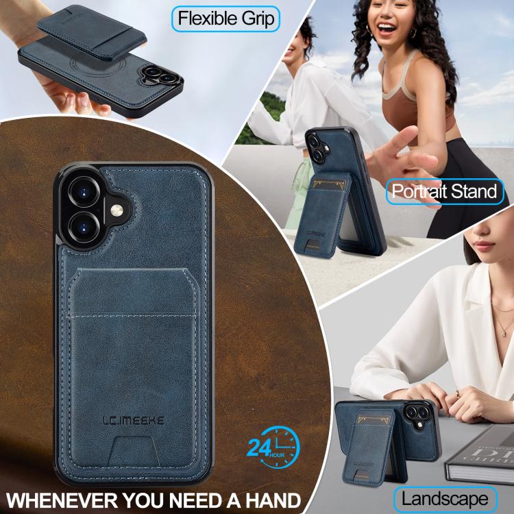 Funda para iPhone 17 LC.IMEEKE L3 con tarjetero RFID desmontable y Magsafe (azul)