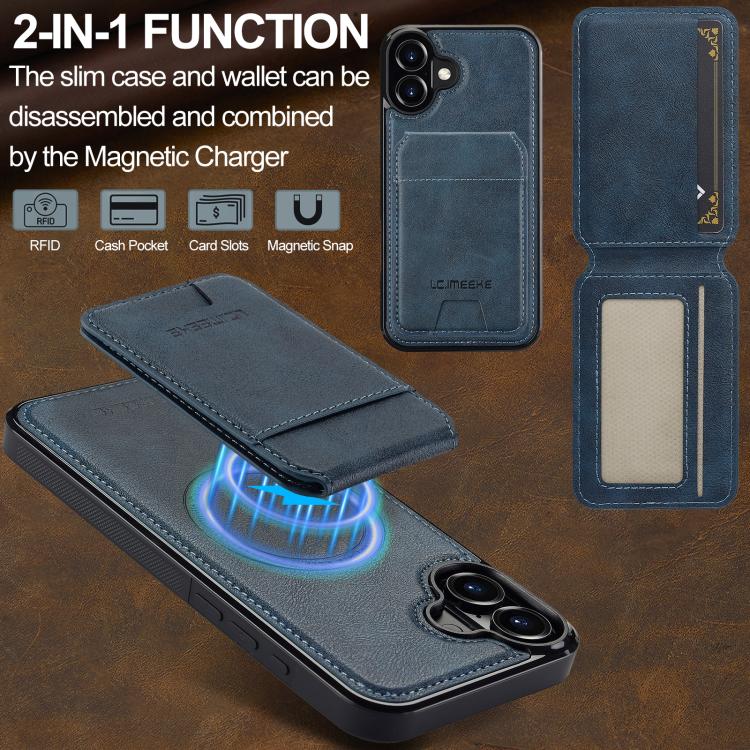 Funda para iPhone 17 LC.IMEEKE L3 con tarjetero RFID desmontable y Magsafe (azul)