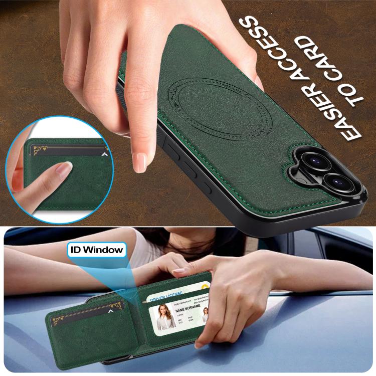 Funda para iPhone 17 LC.IMEEKE L3 con tarjetero RFID desmontable y Magsafe (verde)