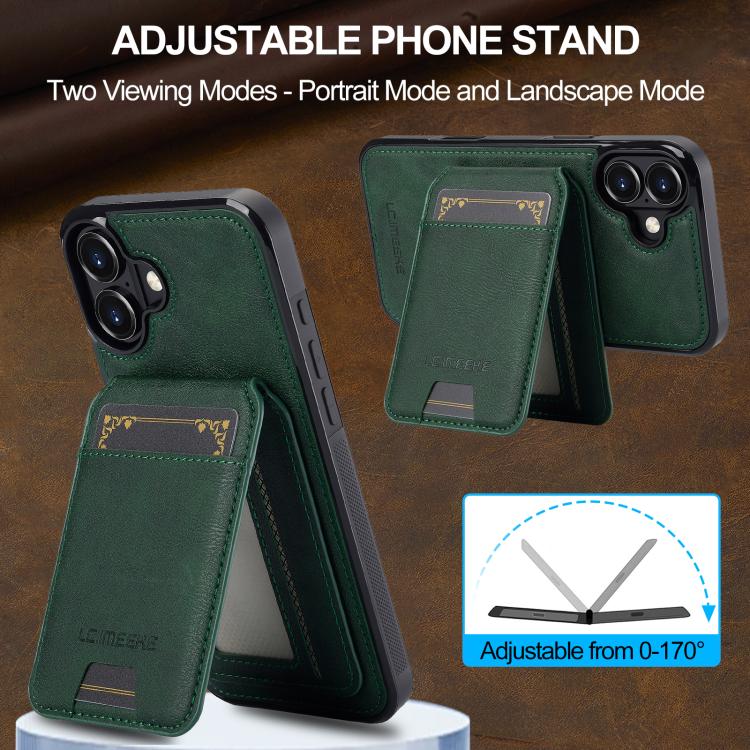 Funda para iPhone 17 LC.IMEEKE L3 con tarjetero RFID desmontable y Magsafe (verde)