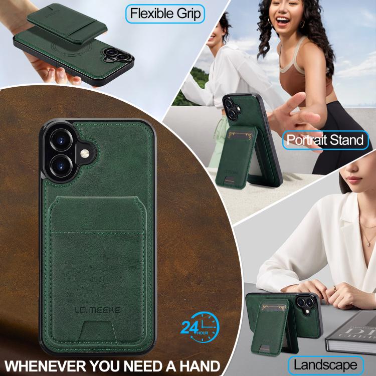 Funda para iPhone 17 LC.IMEEKE L3 con tarjetero RFID desmontable y Magsafe (verde)