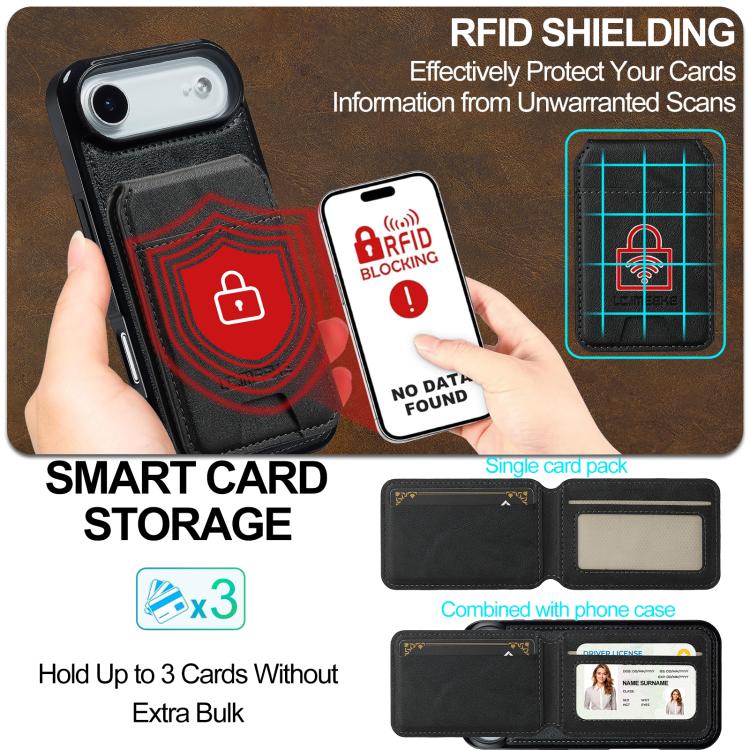 Funda para iPhone 17 Air LC.IMEEKE L3 con tarjetero RFID desmontable y Magsafe (negra)