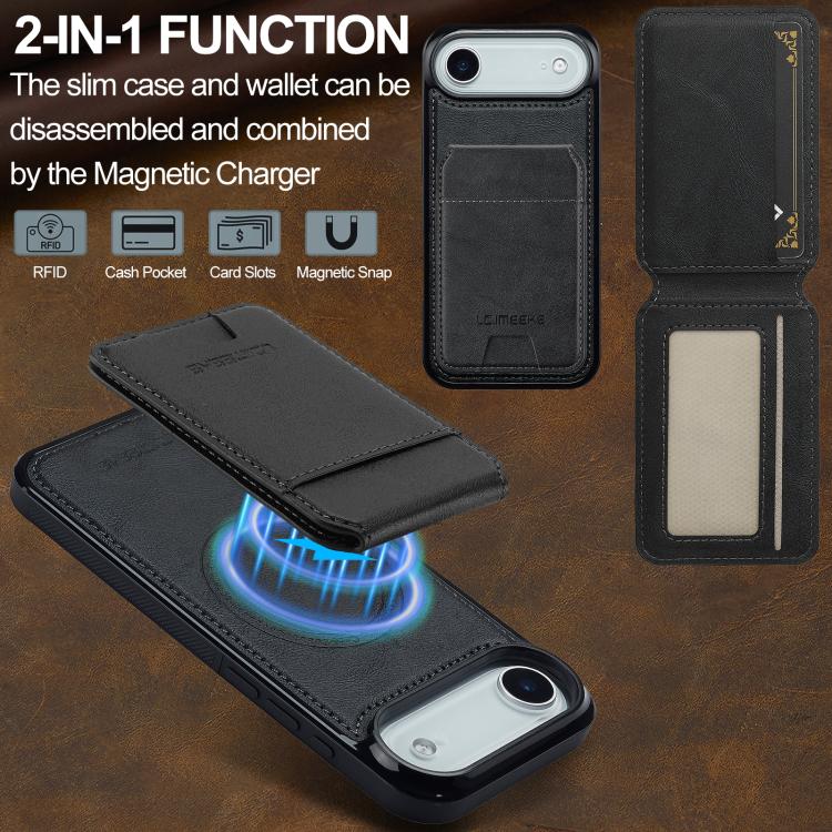 Funda para iPhone 17 Air LC.IMEEKE L3 con tarjetero RFID desmontable y Magsafe (negra)