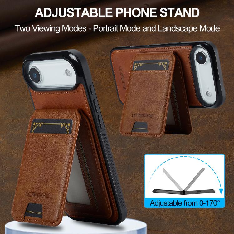 Funda para iPhone 17 Air LC.IMEEKE L3 Series con tarjetero RFID desmontable y Magsafe (marrón)