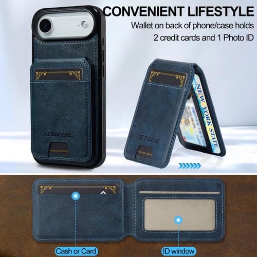 Funda para iPhone 17 Air LC.IMEEKE L3 con tarjetero RFID desmontable y Magsafe (azul)