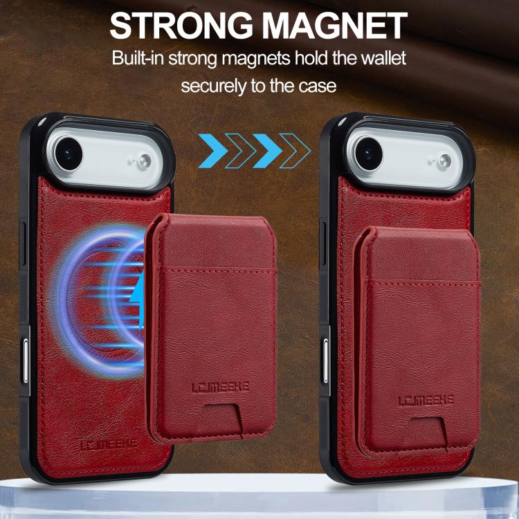Funda para iPhone 17 Air LC.IMEEKE L3 con tarjetero RFID desmontable y Magsafe (roja)