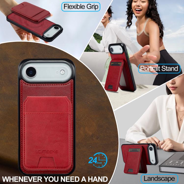Funda para iPhone 17 Air LC.IMEEKE L3 con tarjetero RFID desmontable y Magsafe (roja)