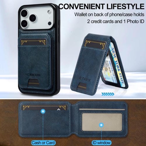 For iPhone 17 Pro LC.IMEEKE L3 Series Detachable RFID Card Bag Magsafe Phone Case(Blue)