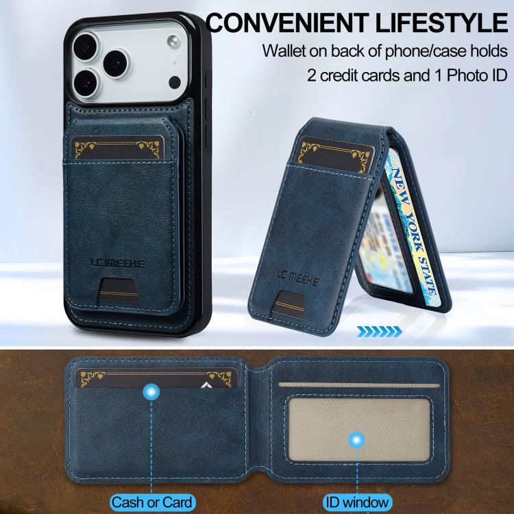 For iPhone 17 Pro LC.IMEEKE L3 Series Detachable RFID Card Bag Magsafe Phone Case(Blue)