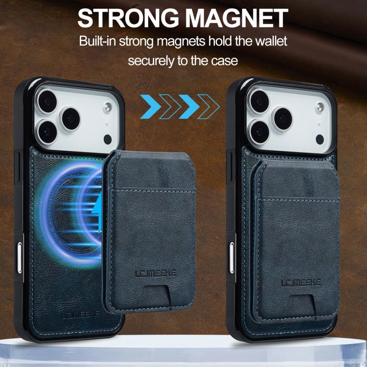 For iPhone 17 Pro LC.IMEEKE L3 Series Detachable RFID Card Bag Magsafe Phone Case(Blue)