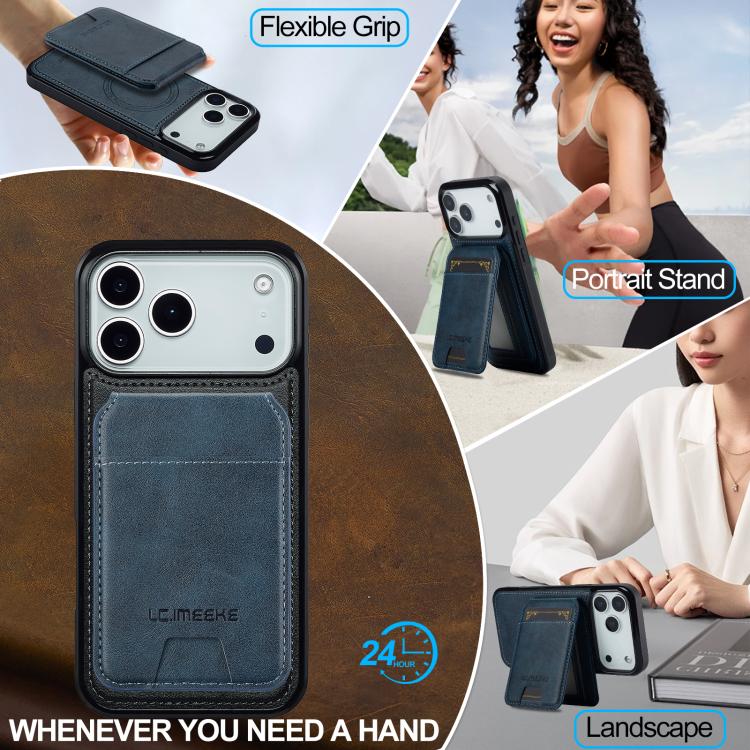 For iPhone 17 Pro LC.IMEEKE L3 Series Detachable RFID Card Bag Magsafe Phone Case(Blue)
