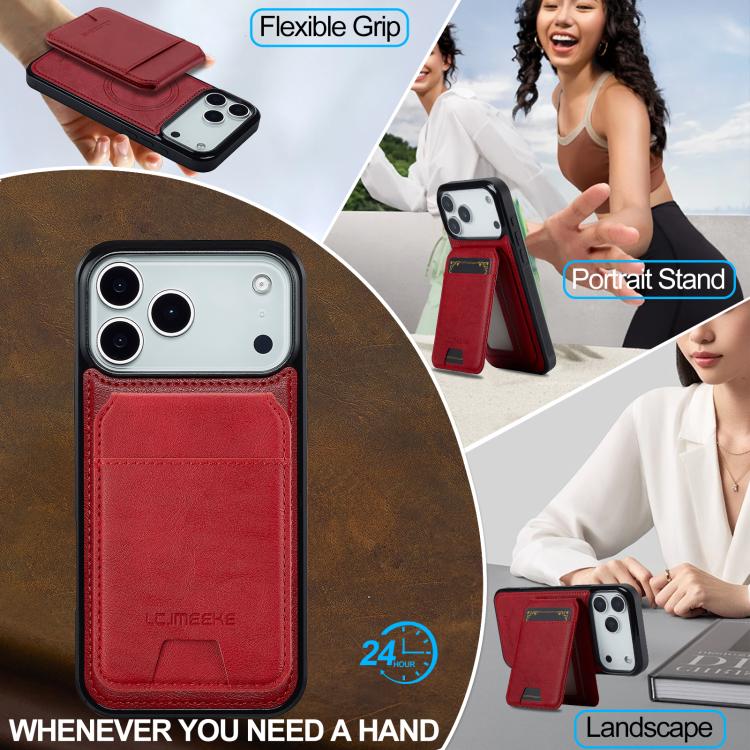 Funda para iPhone 17 Pro LC.IMEEKE L3 con tarjetero RFID desmontable y Magsafe (roja)