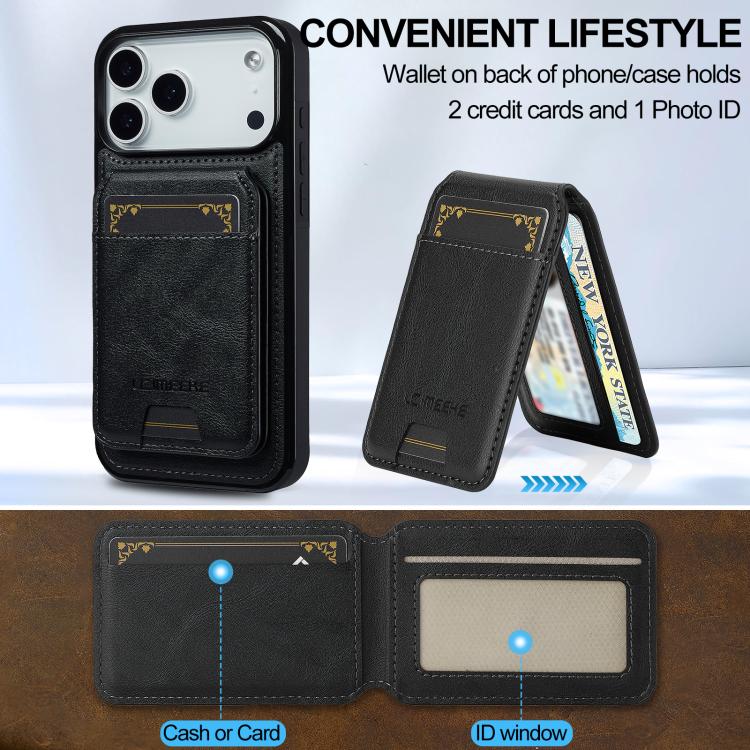 Funda para iPhone 17 Pro Max LC.IMEEKE L3 Series con tarjetero RFID desmontable y Magsafe (negra)