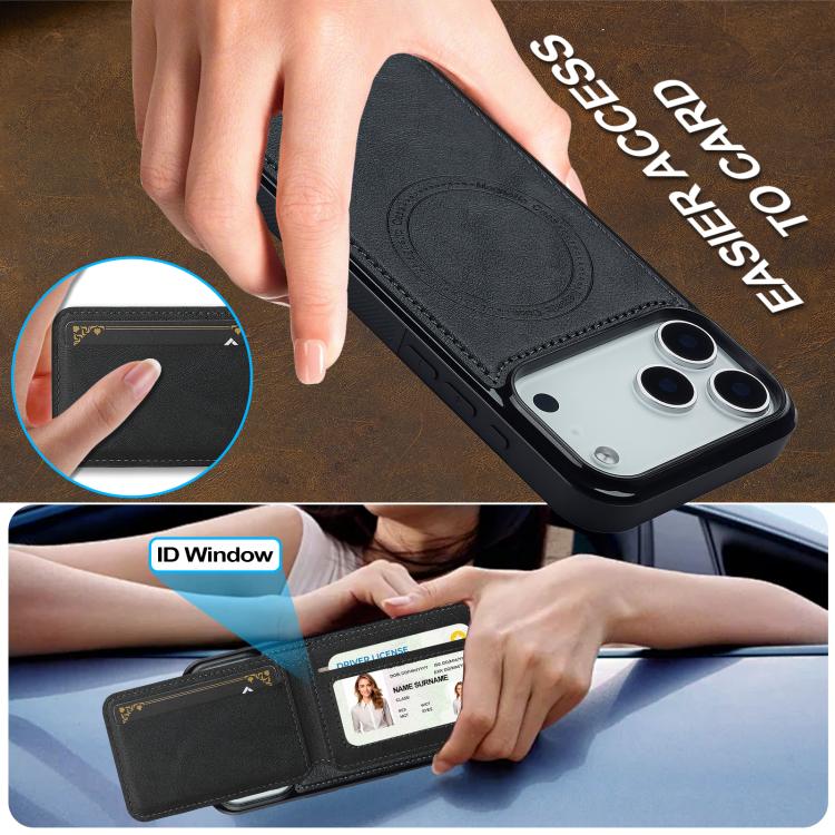 Funda para iPhone 17 Pro Max LC.IMEEKE L3 Series con tarjetero RFID desmontable y Magsafe (negra)