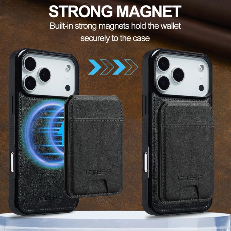 Funda para iPhone 17 Pro Max LC.IMEEKE L3 Series con tarjetero RFID desmontable y Magsafe (negra)