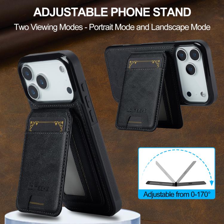 Funda para iPhone 17 Pro Max LC.IMEEKE L3 Series con tarjetero RFID desmontable y Magsafe (negra)