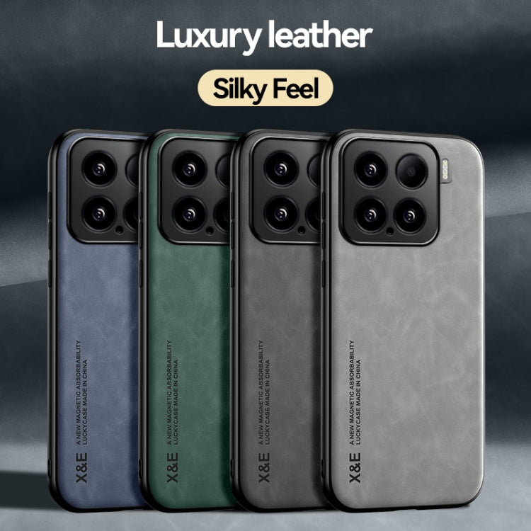 Funda de cuero magnética con textura de piel para Xiaomi Poco M7 Pro 5G (gris oscuro)