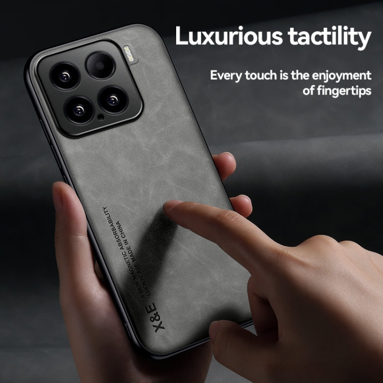 Funda de cuero magnética con textura de piel para Xiaomi Poco M7 Pro 5G (gris oscuro)