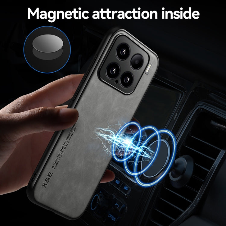 Funda de cuero magnética con textura de piel para Xiaomi Poco M7 Pro 5G (gris oscuro)