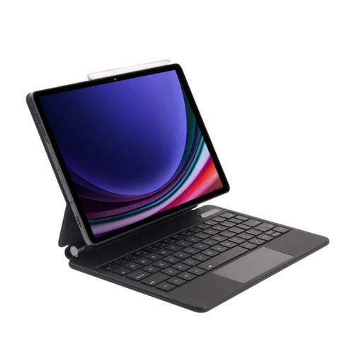 Funda de Cuero con Teclado Magnético Bluetooth para Samsung Galaxy Tab S10+ / S9 Fe+ P810 (Negro)