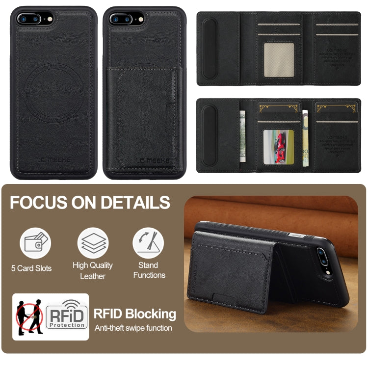 Estuche para Teléfono Lc.Imeeke L5 Series con Funda para Tarjeta Rfid Desmontable Magsafe para iPhone 16E (Negro)