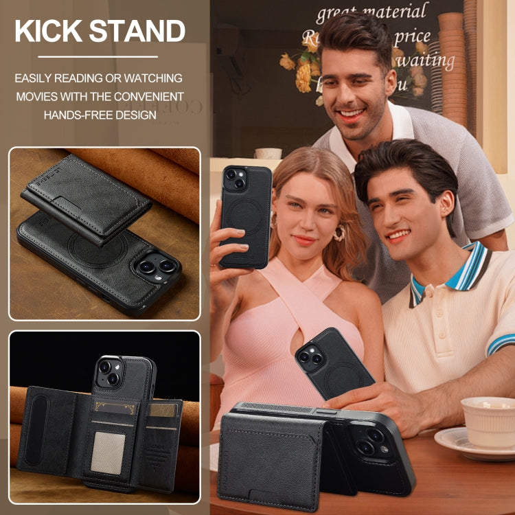 Funda para teléfono Lc.Imeeke Serie L5 con funda para tarjeta RFID desmontable Magsafe para iPhone 14/13 (Negra)