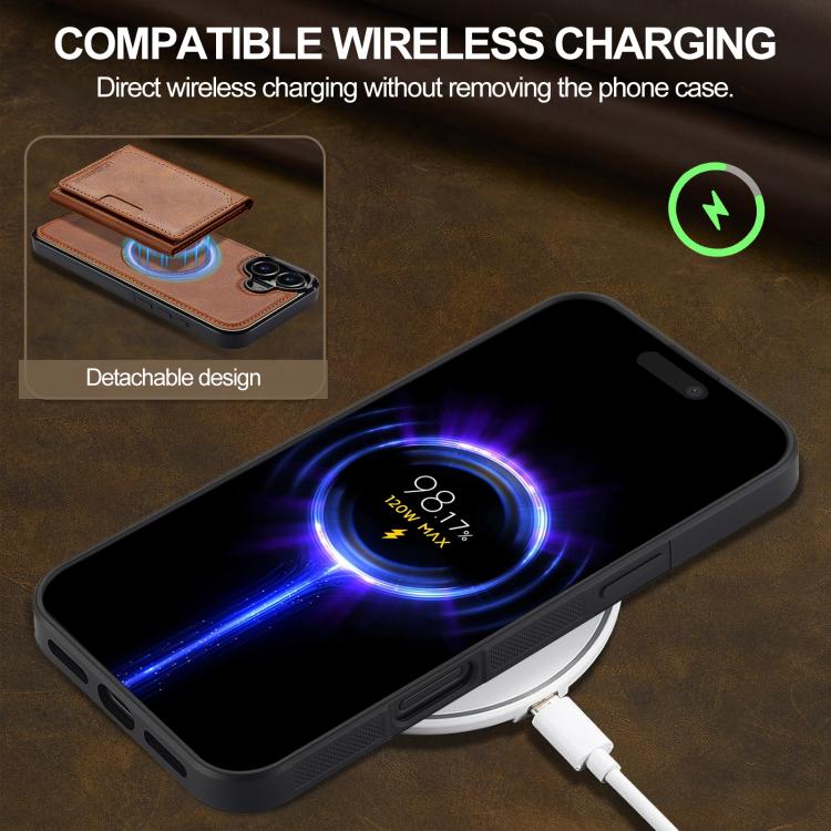 Funda para iPhone 17 LC.IMEEKE L5 con tarjetero RFID desmontable y Magsafe (marrón)