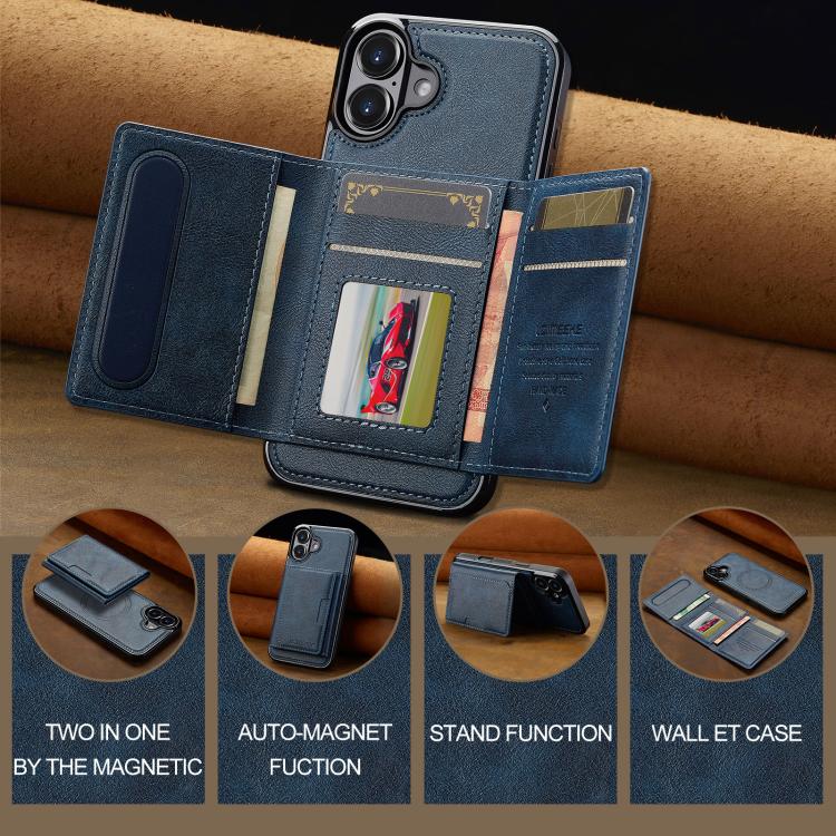 Funda para iPhone 17 LC.IMEEKE L5 con tarjetero RFID desmontable y Magsafe (azul)