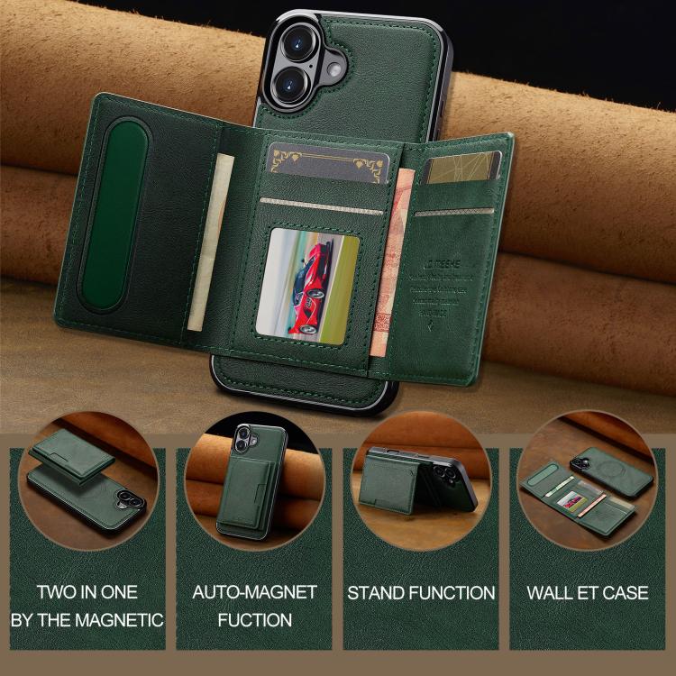 Funda para iPhone 17 LC.IMEEKE L5 con tarjetero RFID desmontable y Magsafe (verde)