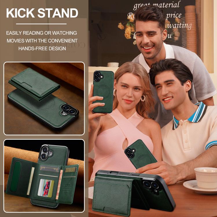 Funda para iPhone 17 LC.IMEEKE L5 con tarjetero RFID desmontable y Magsafe (verde)