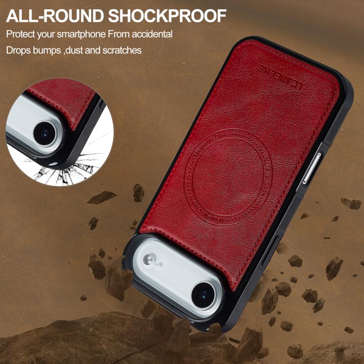 Funda para iPhone 17 Air LC.IMEEKE L5 con tarjetero RFID desmontable y Magsafe (roja)
