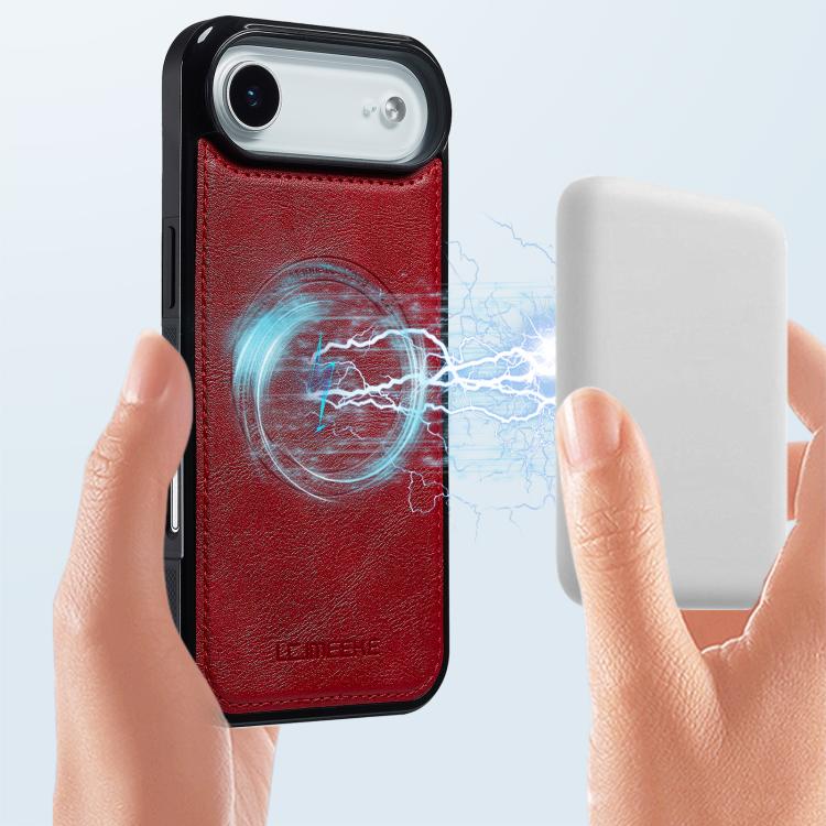 Funda para iPhone 17 Air LC.IMEEKE L5 con tarjetero RFID desmontable y Magsafe (roja)
