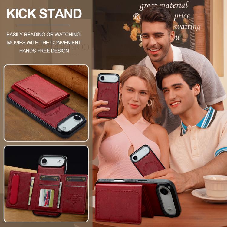 Funda para iPhone 17 Air LC.IMEEKE L5 con tarjetero RFID desmontable y Magsafe (roja)