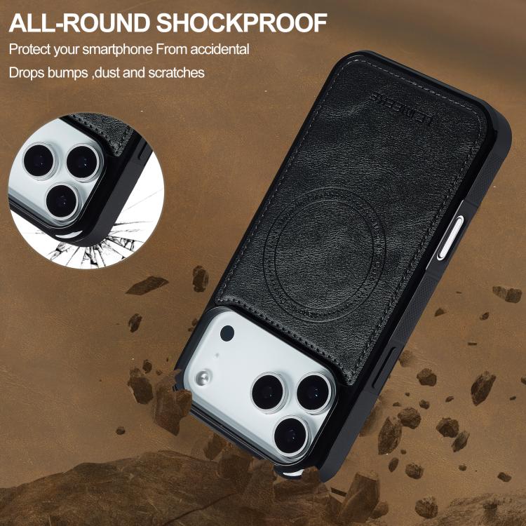 Funda para iPhone 17 Pro Max LC.IMEEKE L5 Series con tarjetero RFID desmontable y Magsafe (negra)