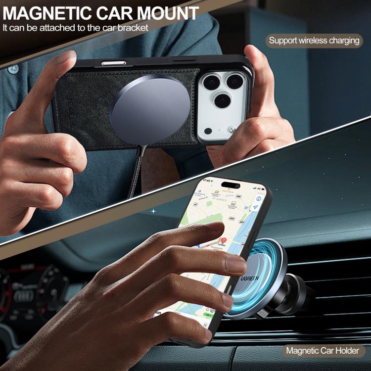 Funda para iPhone 17 Pro Max LC.IMEEKE L5 Series con tarjetero RFID desmontable y Magsafe (negra)